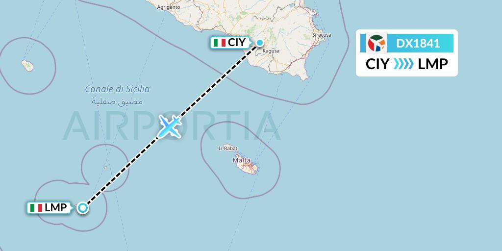 DX1841 Danish Air Transport Flight Map: Comiso to Lampedusa