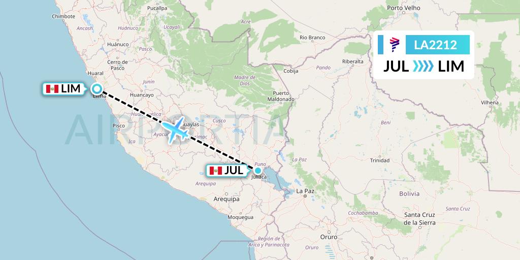 LA2212 LAN Airlines Flight Map: Juliaca to Lima