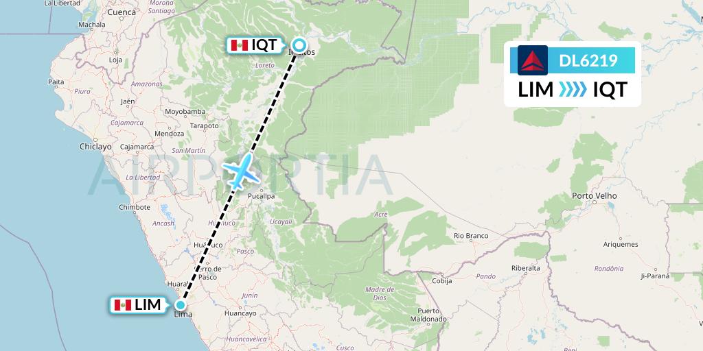 DL6219 Delta Air Lines Flight Map: Lima to Iquitos
