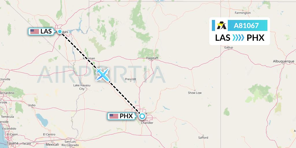A81067 Aerolink Uganda Flight Map: Las Vegas to Phoenix