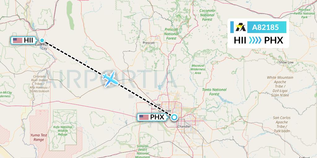 A82185 Aerolink Uganda Flight Map: Lake Havasu City to Phoenix
