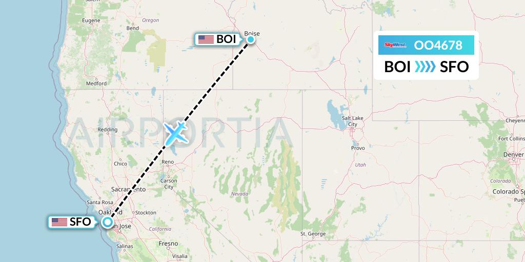 OO4678 SkyWest Airlines Flight Map: Boise to San Francisco