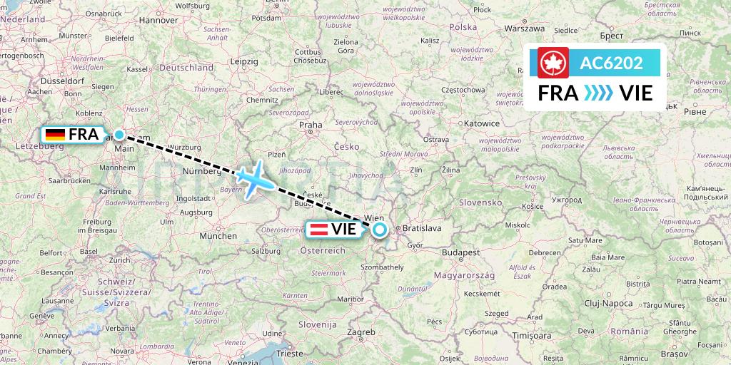 AC6202 Air Canada Flight Map: Frankfurt to Vienna