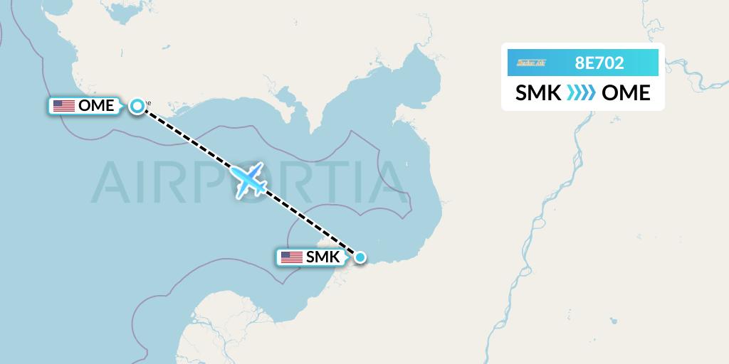 8E702 Bering Air Flight Map: St Michael to Nome