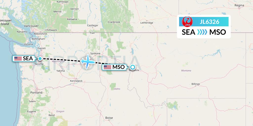 JL6326 Japan Airlines Flight Map: Seattle to Missoula
