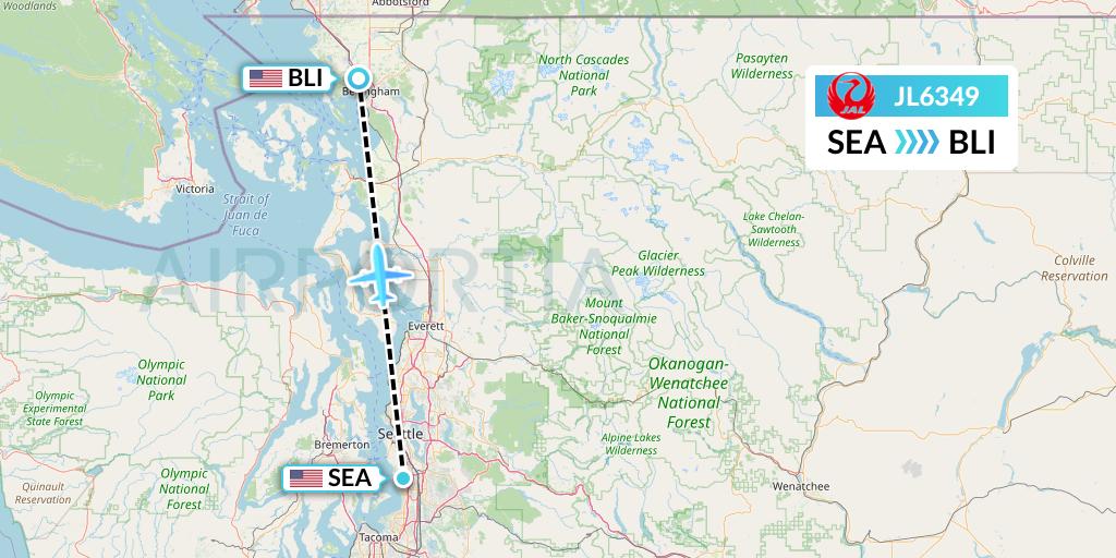 JL6349 Japan Airlines Flight Map: Seattle to Bellingham