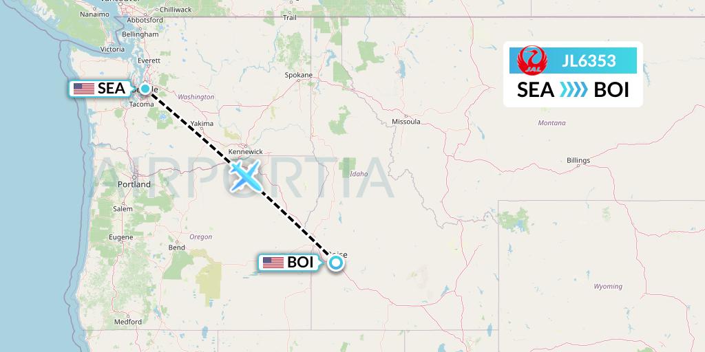 JL6353 Japan Airlines Flight Map: Seattle to Boise