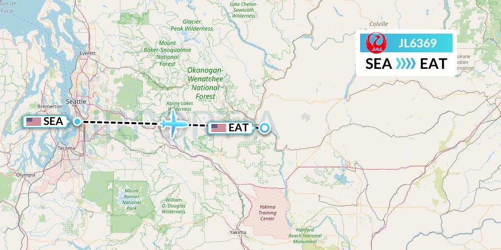JL6369 Japan Airlines Flight Map: Seattle to Wenatchee