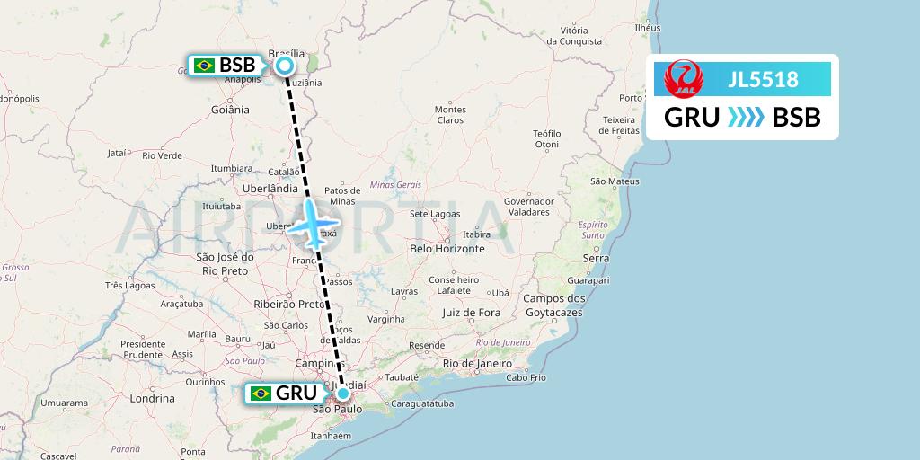 JL5518 Japan Airlines Flight Map: Sao Paulo to Brasilia