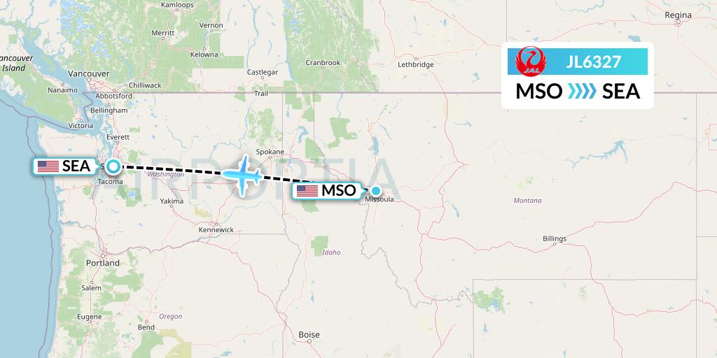 JL6327 Japan Airlines Flight Map: Missoula to Seattle