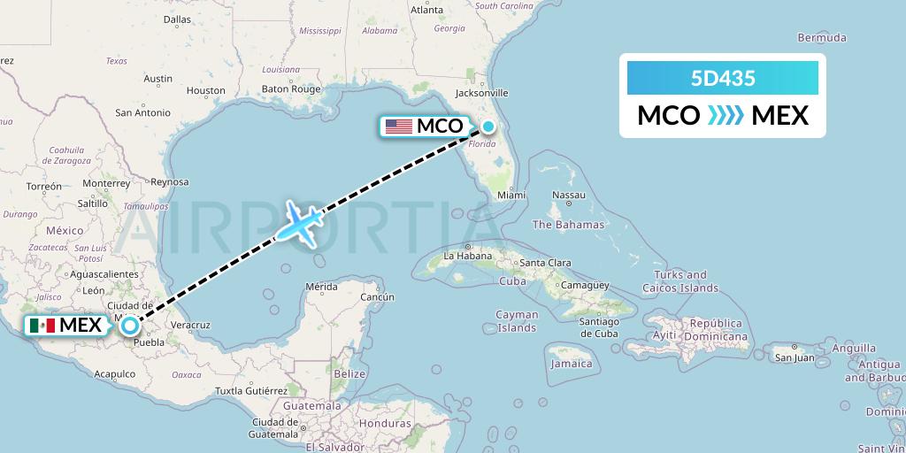 5D435 Aeromexico Connect Flight Map: Orlando to Mexico City