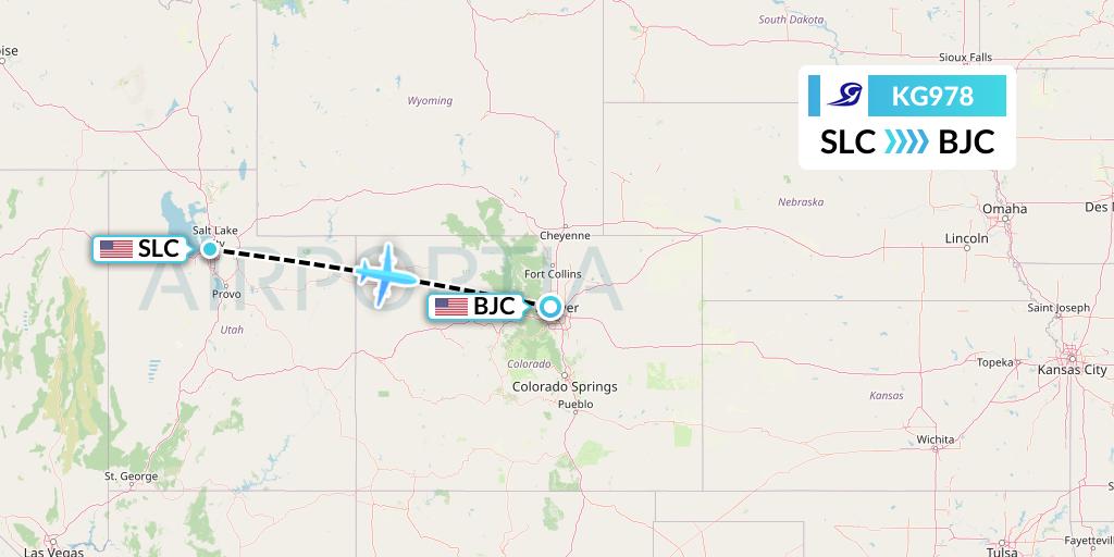 KG978 Key Lime Air Flight Map: Salt Lake City to Denver