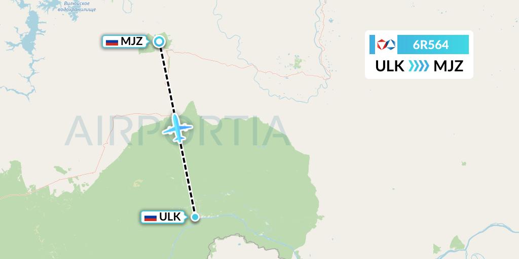 6R564 Alrosa Flight Map: Lensk to Mirny