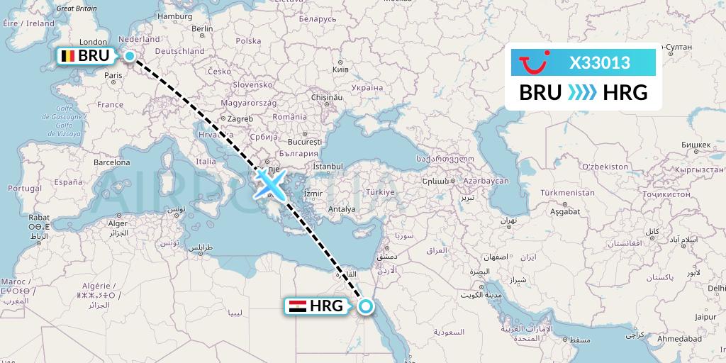 X33013 TUI fly Germany Flight Map: Brussels to Hurghada