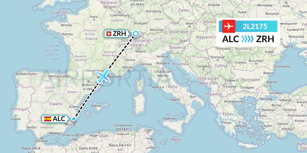 2L2175 Helvetic Airways Flight Map: Alicante to Zurich