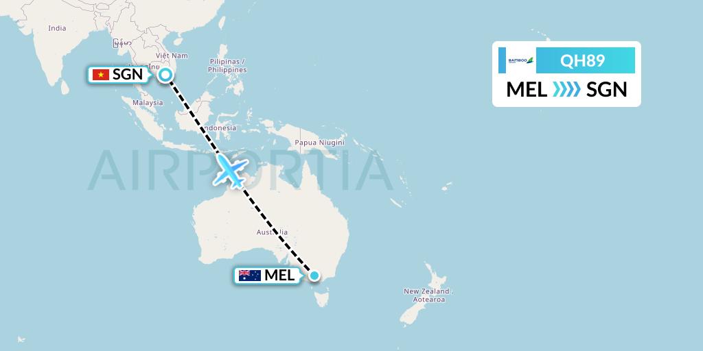 QH89 Flight Status Bamboo Airways Melbourne to Ho Chi Minh City (BAV89)