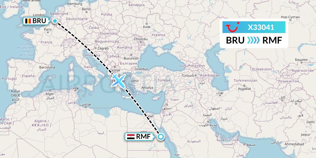 X33041 TUI fly Germany Flight Map: Brussels to Marsa Alam