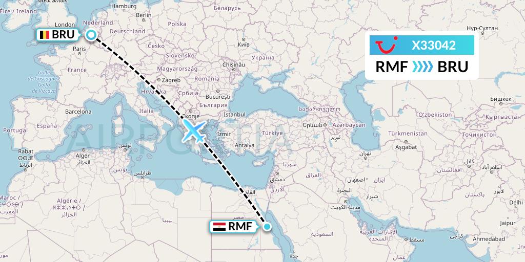X33042 TUI fly Germany Flight Map: Marsa Alam to Brussels
