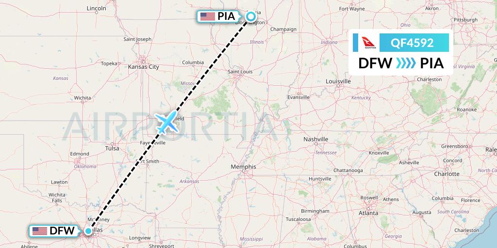 QF4592 Qantas Flight Map: Dallas to Peoria