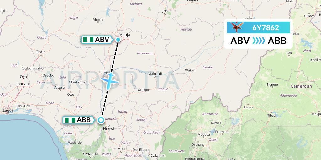 6Y7862 SmartLynx Flight Map: Abuja to Asaba