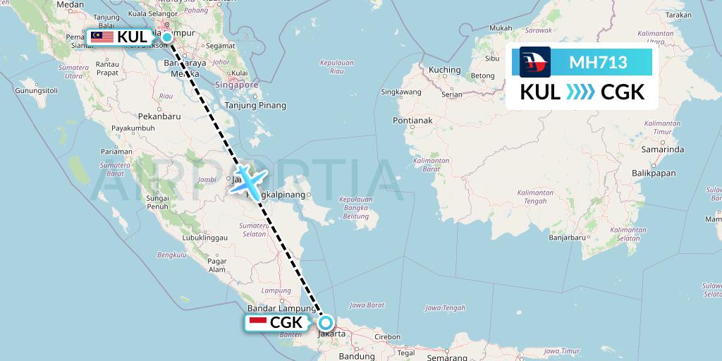 MH713 Malaysia Airlines Flight Map: Kuala Lumpur to Jakarta
