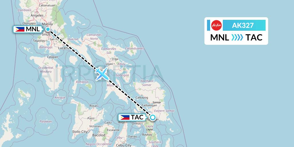 AK327 AirAsia Flight Map: Manila to Tacloban
