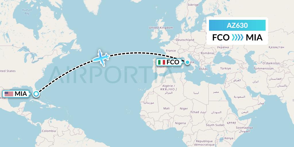 AZ630 Flight Status ITA Airways: Rome to Miami (ITY630)