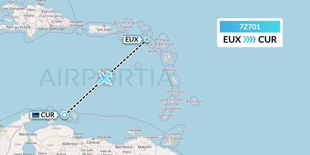 7Z701 EZ Air Flight Map: Sint Eustatius to Willemstad