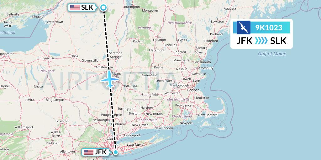 9K1023 Cape Air Flight Map: New York to Saranac Lake