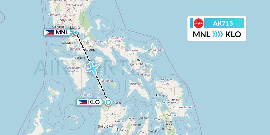 AK715 AirAsia Flight Map: Manila to Kalibo