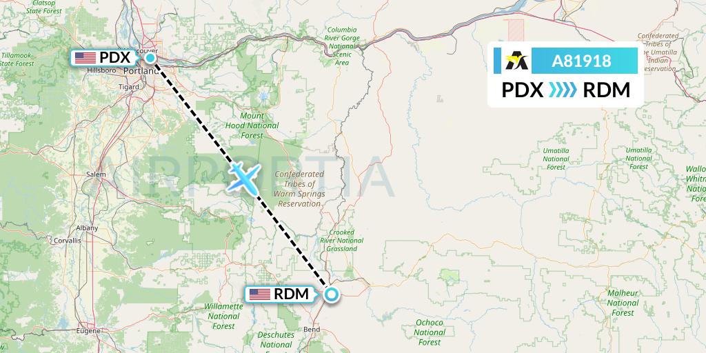 A81918 Aerolink Uganda Flight Map: Portland to Redmond