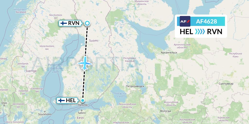 AF4628 Air France Flight Map: Helsinki to Rovaniemi