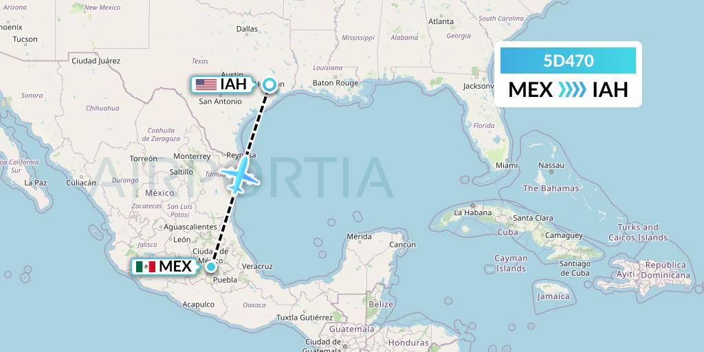5D470 Aeromexico Connect Flight Map: Mexico City to Houston