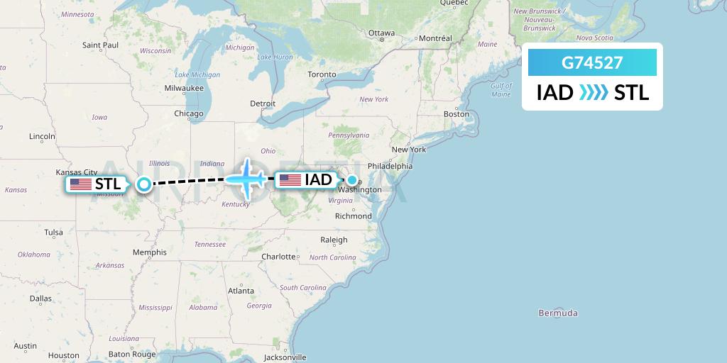 G74527 GoJet Flight Map: Washington to St. Louis