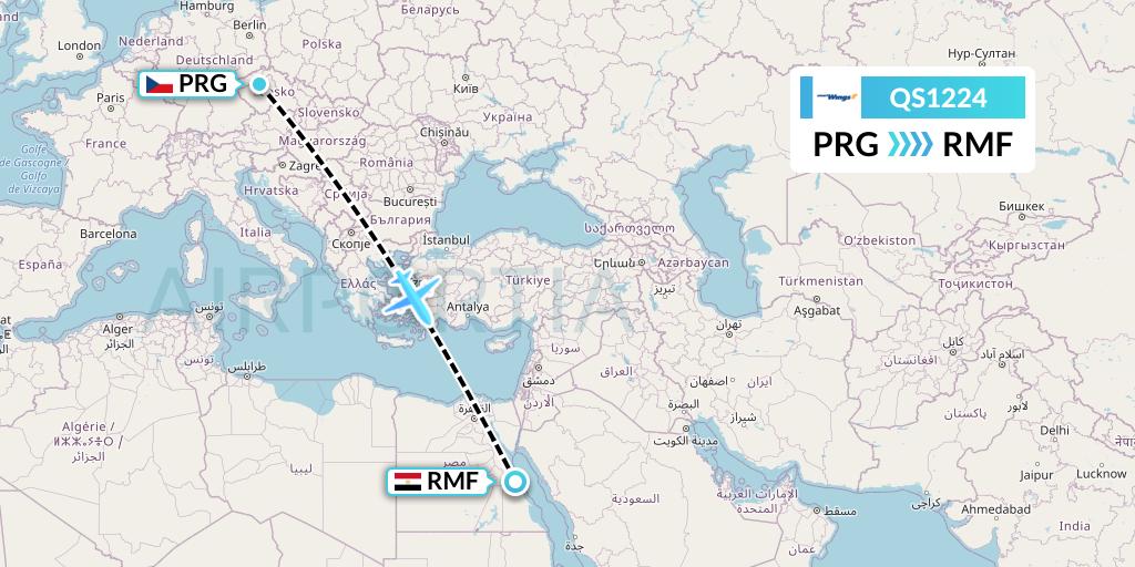 QS1224 Smartwings Flight Map: Prague to Marsa Alam