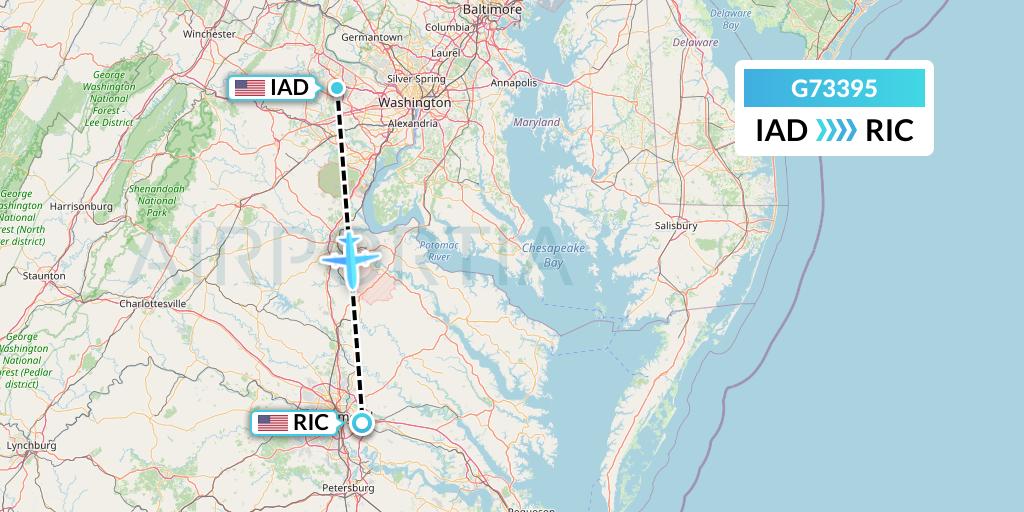 G73395 GoJet Flight Map: Washington to Richmond