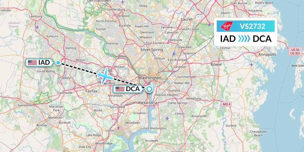 VS2732 Virgin Atlantic Airways Flight Map: Washington to Washington