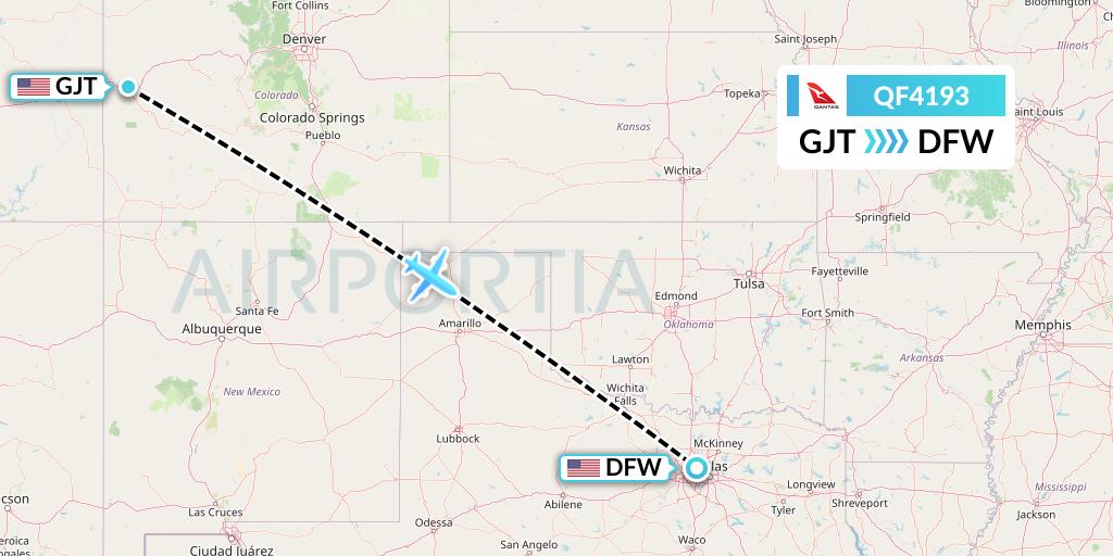 QF4193 Qantas Flight Map: Grand Junction to Dallas