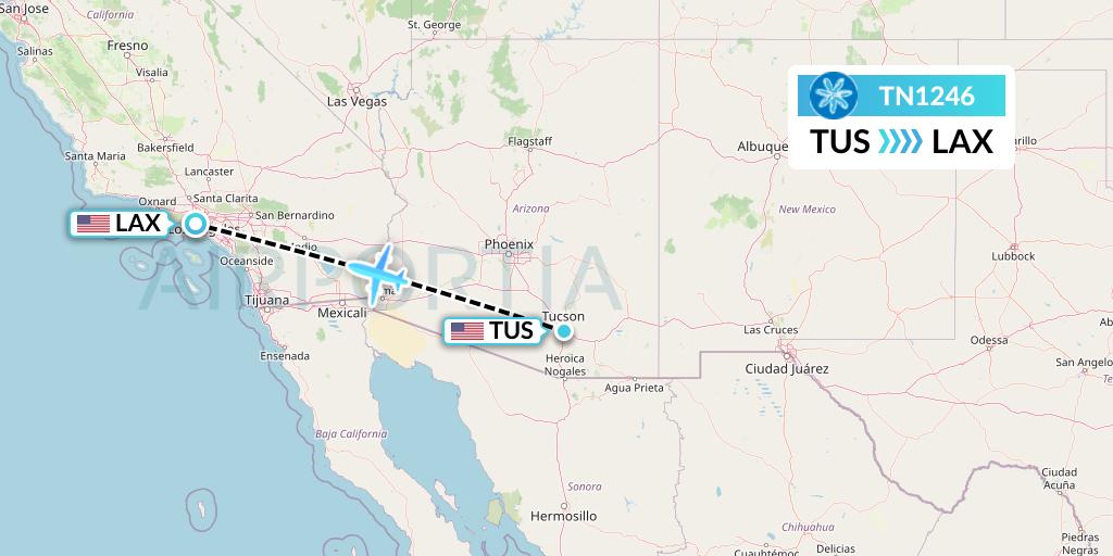 TN1246 Air Tahiti Nui Flight Map: Tucson to Los Angeles