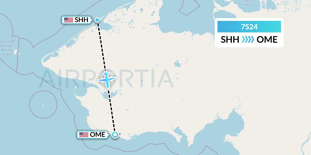 7S24 Ryan Air (USA) Flight Map: Shishmaref to Nome