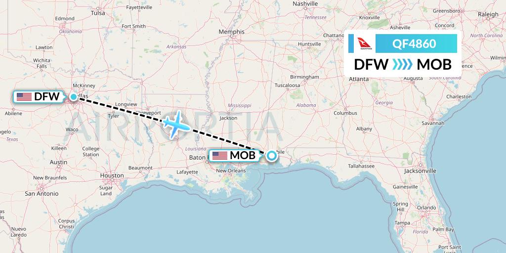 QF4860 Qantas Flight Map: Dallas to Mobile