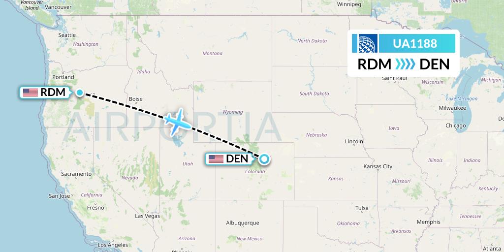 UA1188 United Airlines Flight Map: Redmond to Denver
