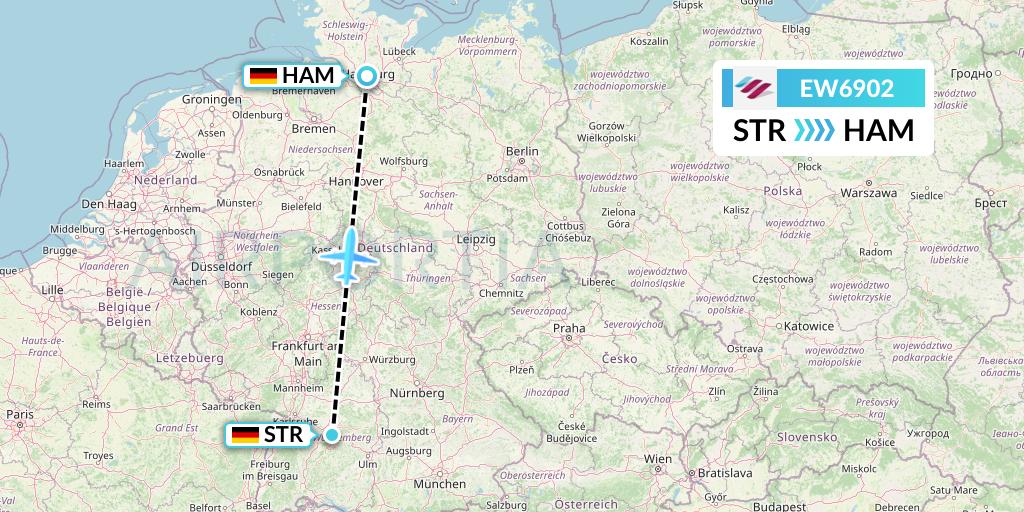 EW6902 Eurowings Flight Map: Stuttgart to Hamburg