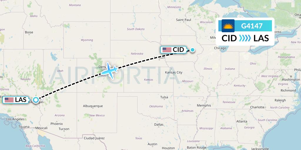G4147 Allegiant Air Flight Map: Cedar Rapids to Las Vegas