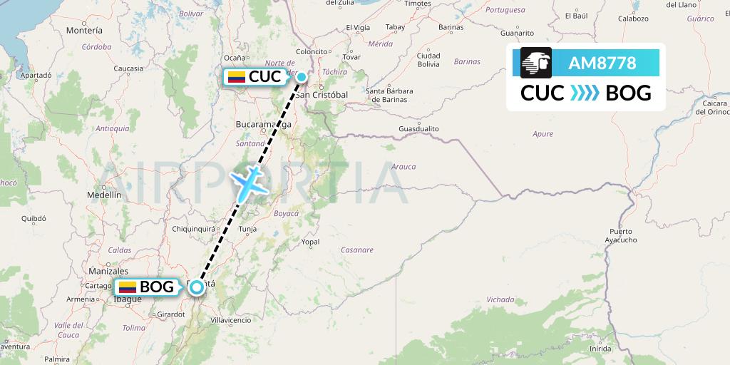 AM8778 Aeromexico Flight Map: Cucuta to Bogota