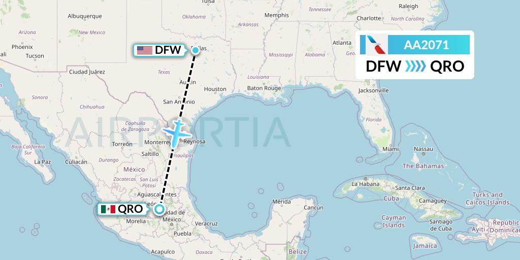 AA2071 American Airlines Flight Map: Dallas to Queretaro