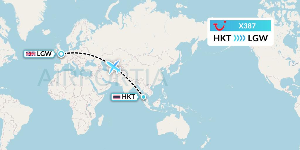 X387 TUI fly Germany Flight Map: Phuket to London