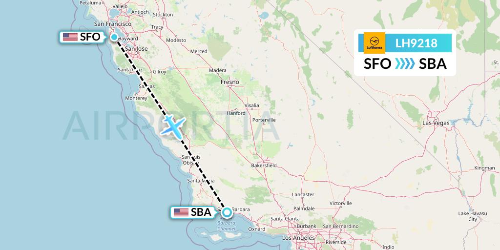 LH9218 Lufthansa Flight Map: San Francisco to Santa Barbara