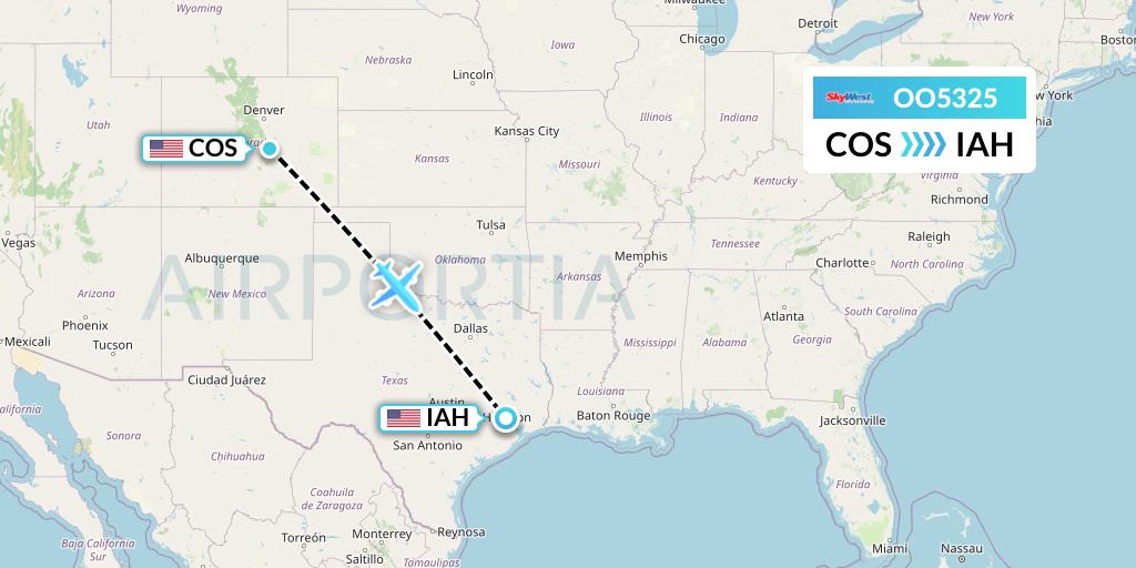 OO5325 SkyWest Airlines Flight Map: Colorado Springs to Houston
