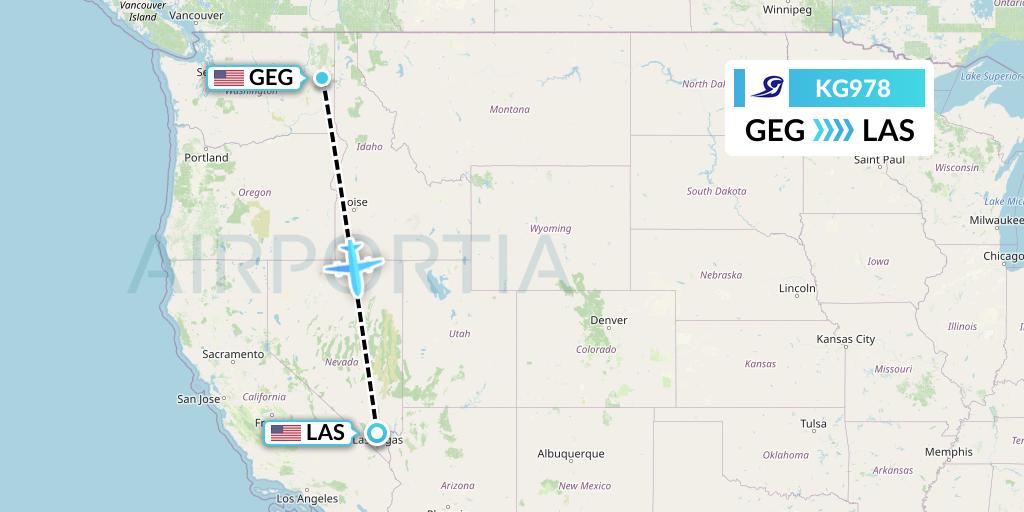 KG978 Key Lime Air Flight Map: Spokane to Las Vegas